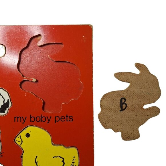 Playskool My Baby Pets Puzzle 155-14 Kitten Lamb Chick Rabbit Bunny Cat Sturdy - Picture 5 of 6